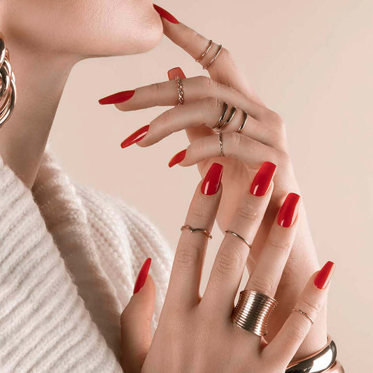 Bio Sculpture GEMINI 0306 Sunset Red auf dem Nagel – Rot