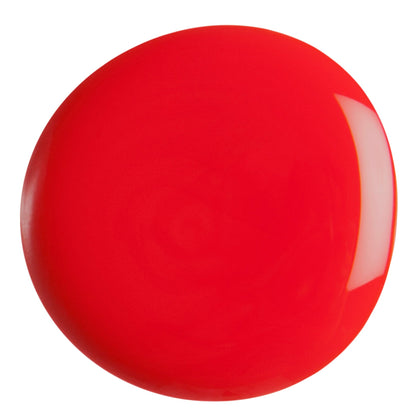 Angelina Nail Polish – Nahaufnahme des Farbtons; Farbton ein kräftiges, feuriges Rot mit dezenten orangefarbenen Untertönen