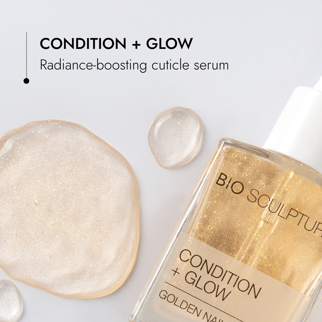 Golden Nail Serum - Flasche und Serumtextur mit Condition + Glow
