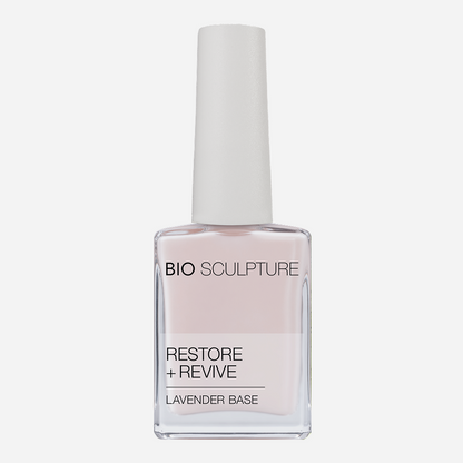 Bio Sculpture Lavender Base 15 ml - Produktflasche in Restore + Revive Verpackung